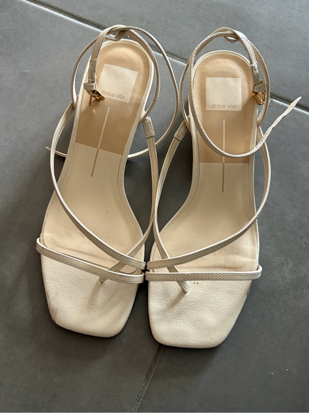 Dolce Vita Cream Strappy Square-Toe Sandals